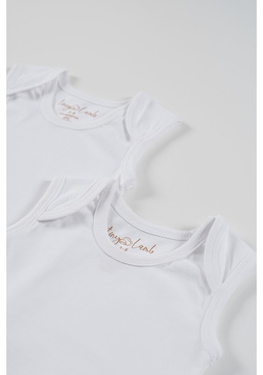 Tinylamb Bebek Atleti Beyaz Renk Bebek Bodysuit Kısa Kollu Set - 5 Parça