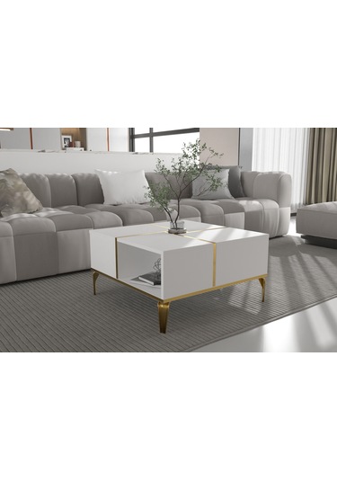 Nirvana Orta Sehpa Beyaz-gold