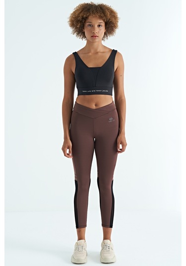 Tommy Life Siyah Yazı Baskılı Renk Bloklu Dar Kalıp Dalgıç Kumaş Kadın Büstiyer - 97271 Siyah