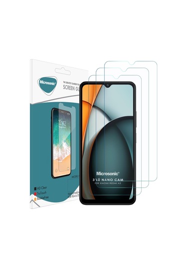 Microsonic Xiaomi Redmi A3 Screen Protector Nano Glass Cam Ekran Koruyucu 3 Lü Paket