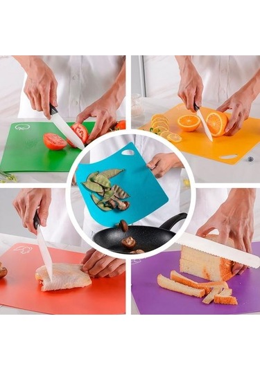 Yeşil Kaymaz Bpa İçermeyen Kesme Tahtası Esnek Katlanabilir Kesme Mat Asılı Delik Tasarımı Et Sebze İnce Doğrama Tahtası