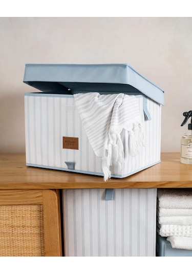 Madame Coco Nuage Kapaklı Düzenleyici Kutu Beyaz - Açık Mavi