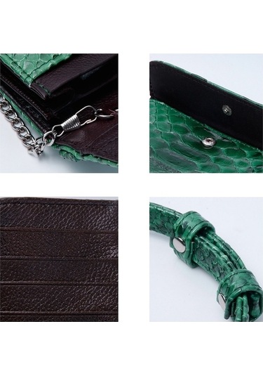 Wondernest Bayanlar Yılan Doku Baskı Debriyaj Çanta Zincirli Uzun Kolay Kullanım Crossbody Çanta Gri Gri