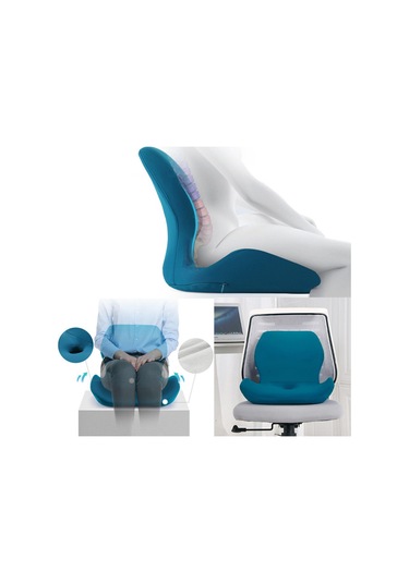 Suntek Bel Destek Yastığı Ergonomik Sandalye Sırt Yurt Oturma Koyu Mavi