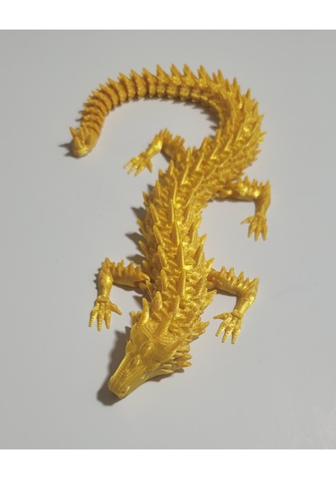 20 Cm 3d Baskı Altın Ejderha Figürü Eklemli Dragon Biblo Dekoratif Mitolojik Masaüstü Süs