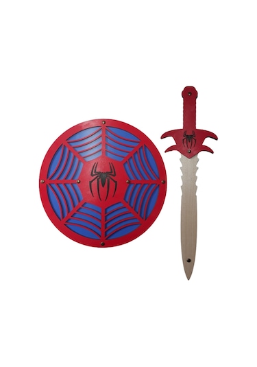 Ahşap Oyuncak Spider-Man Örümcek Adam Kalkanı ve  Kılıcı