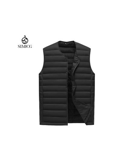 Erkek Kaz Tüyü Dolgulu Pamuklu Yelek, Dış Giyim, Sonbahar Ve Kış, İç Giyim, Isı Üreten Yelek, Kolsuz Pamuklu Ceket Olarak Kullanıma Uygun Siyah