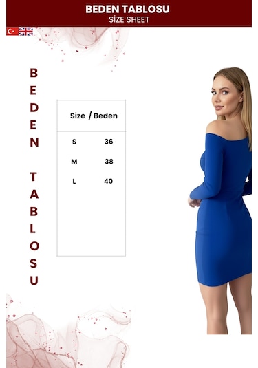Zedefx Kadın Krep Kumaş Dar Elbise Mavi