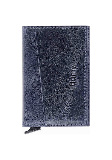 Damy Hakiki Deri Unisex Mekanizmalı Kartlık 611Cr - Lacivert Lacivert