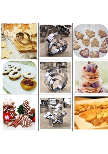 Skycity 12'li Paslanmaz Çelik Pasta Kurabiye Kalıbı Seti - Dıy Fırın Aletleri, Yeniden Kullanılabilir, Dayanıklı Ve Anti Yapışkan Gümüş