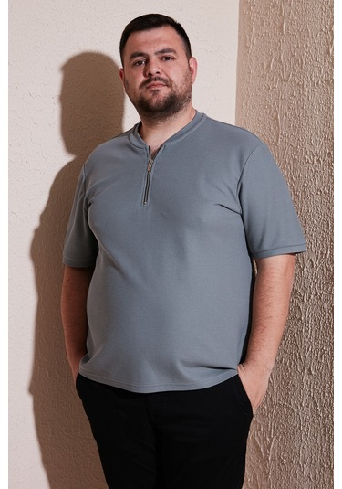 Buratti Büyük Beden Pamuklu Regular Fit Erkek T Shirt 5902653B Açık Haki