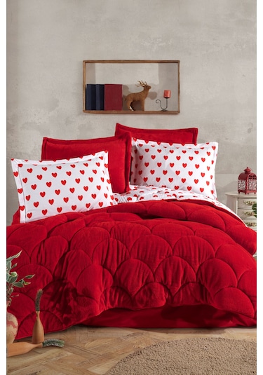 Nordqueen Wellsoft Çift Kişilik Uyku Seti Çift Taraflı Amor Beyaz