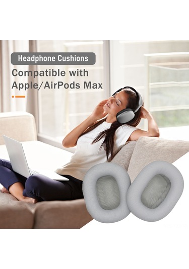 Yaozixa Kulaklık Minderi Kumaşlı,  Kulaküstü Kulaklıklara Uyumlu, Gürültü Engelleme, Siyah Gri, 2 Adet Paket Koyu Gri