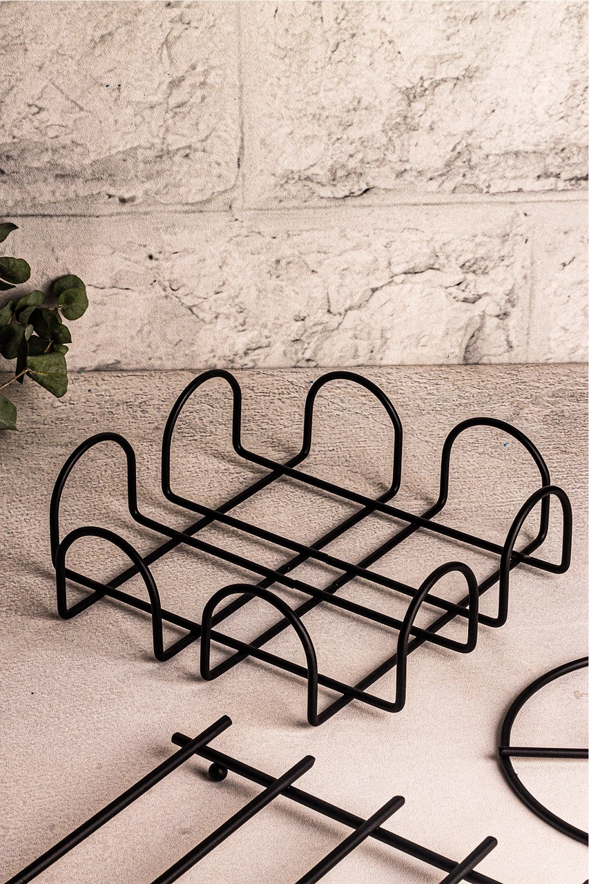 Snippy Sofra Mutfak Sunumluk 3^lü Siyah Rulo Peçetelik Nihale Ekmeklik 3lü Sofra Seti Mutfak Düzenleyici Kahverengi