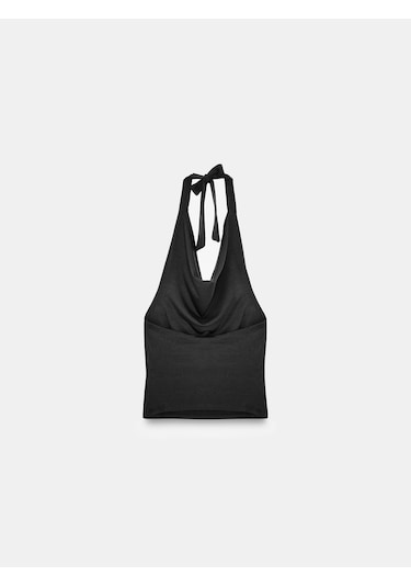 Dilvin 32973 Degaje Yaka Top-siyah