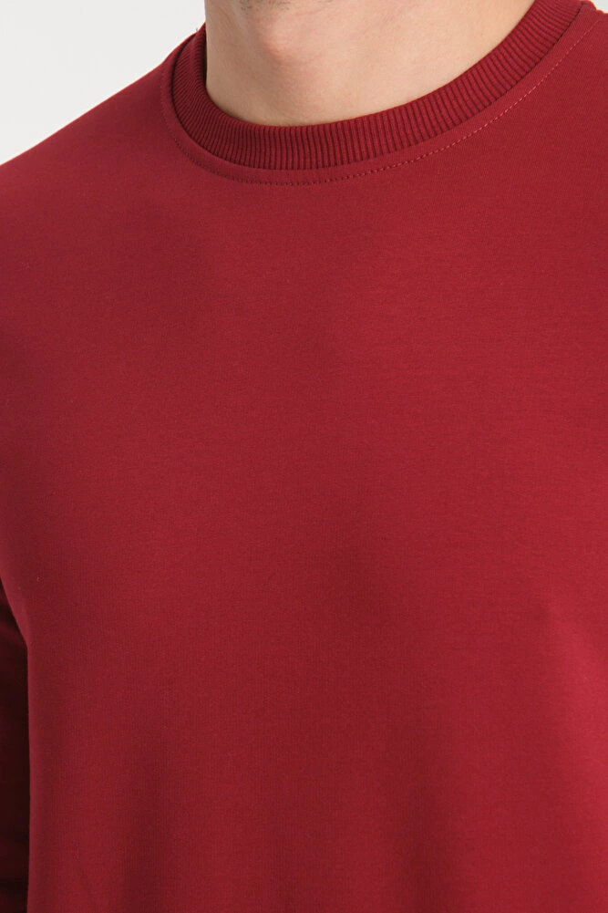 Bisiklet Yaka Basic İnce Mevsimlik Sweatshirt Rd23ye581001 Bordo
