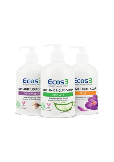 Ecos3 Organik Sıvı Sabun Aloe Vera + Floral + Beyaz Manolya Sıvı Sabun 500 ML