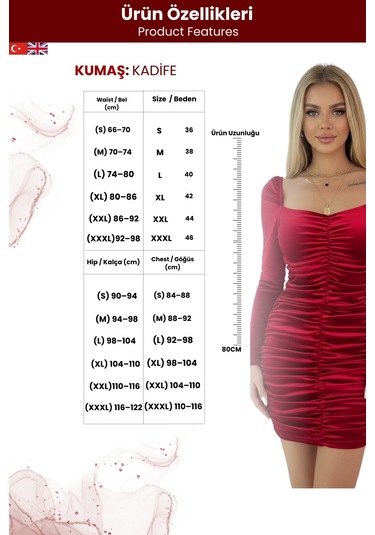 Zedefx Kadın Slim Fit Zarif Elbise Kırmızı