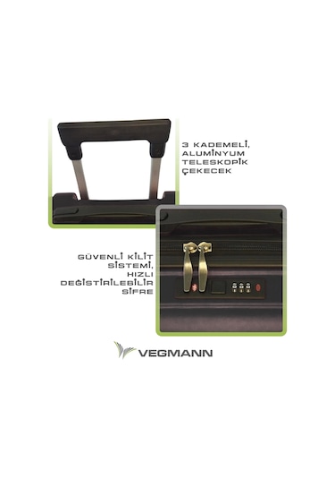 Vegmann Tartılı Scavel Siyah Büyük Boy Valiz Siyah