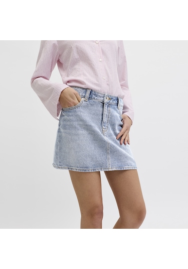 Jack & Jones Kadin Kot Etek - Laura - 12289304 Light Blue Denim