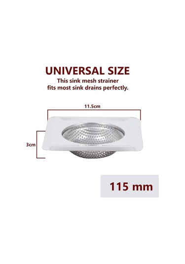 Skycity 11.5 Cm Kare Delikli Paslanmaz Çelik Mutfak Lavabo Filtresi, Su Tüketimini Engelleyen Depolama Aleti Gümüş