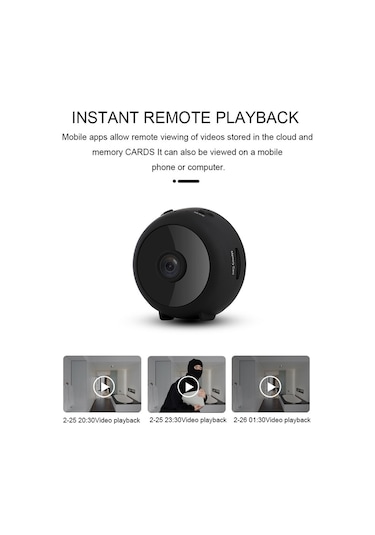 Xindoker Siyah Akıllı Ev İzleme Kamerası - Kablosuz Wifi, 1080p Full Hd, 150 Geniş Açı, 10m Gece Görüşü, Hareket Algılama, Dahili Li-poly Batarya