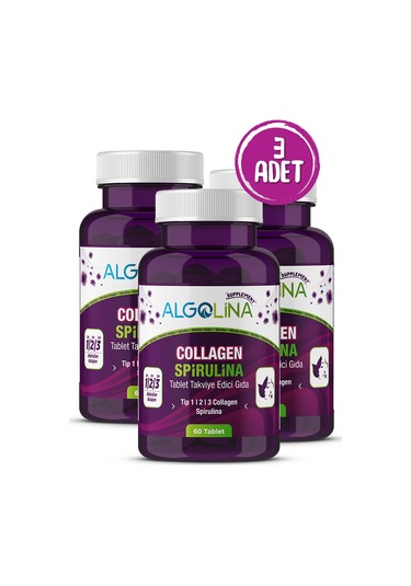 Algolina Collagen+Spirulina Takviye Edici Gıda 1260 Mg 3 x 60 Tablet