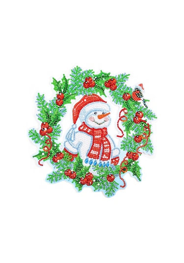 5d Elmas Boya Noel Dıy Yuvarlak Dekorasyon Çelenk Yeşil Kırmızı