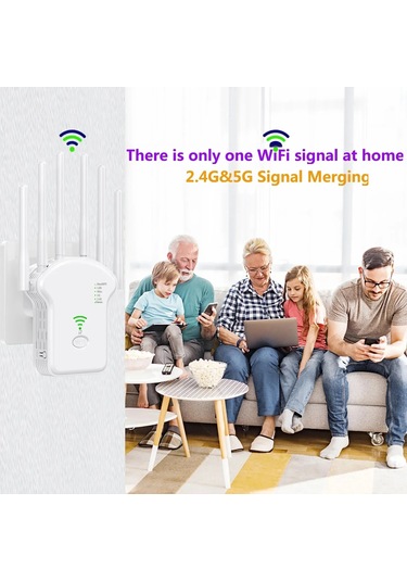 Wifi Tekrarlayıcı Kablosuz Yönlendirici 1200mbps 2.4g 5g Sinyal Kapak 2.4g 300m White Ab Fişi