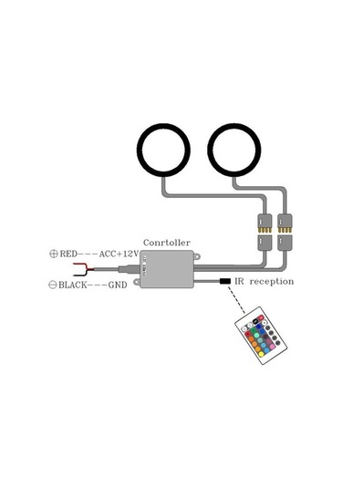 Ebitda 12v 80mm Rgb Led Halka Işık, 16 Renk & 4 Mod, Uzaktan Kumandalı Araç Aydınlatma, Moda Geçişli