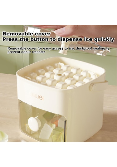 Kacheeg 2'si 1 Arada Çift Katmanlı Buz Küpü Tepsisi, Saklama Kabı İle Kolay İtme Bırakma Kalıbı Beyaz Beyaz