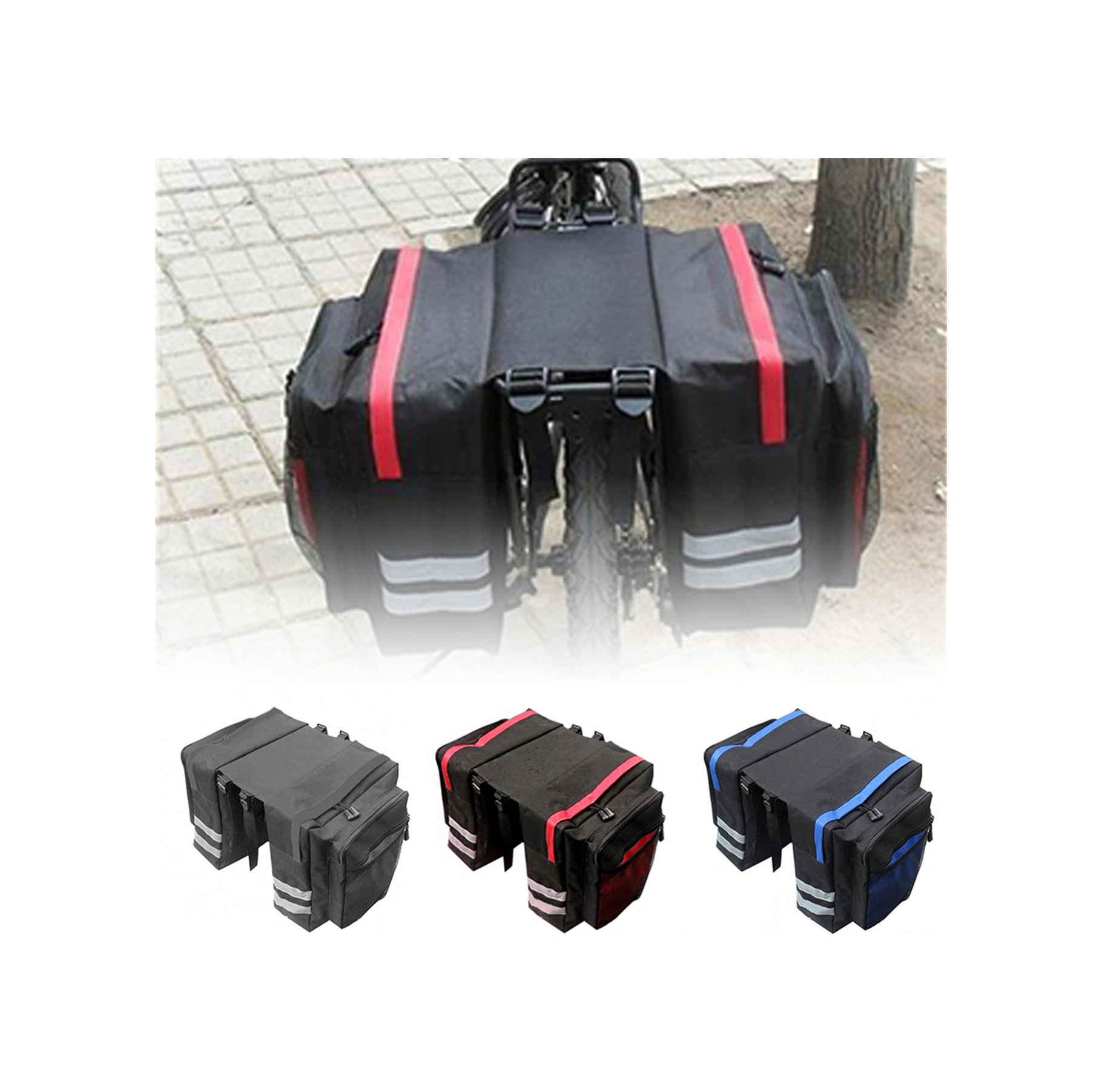 Youtek Bisiklet Arka Raf Çantası, 30l Kapasite, İki Yan Cep, Su Geçirmez Oxford Kumaş, Gece Görünürlüğü Reflektörlü, Yüksek Dayanıklı Taşıma Çantası Siyah