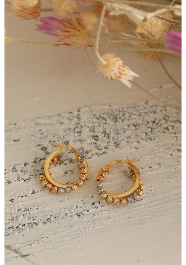 Moom Mücevherat Kadın 14 Ayar Altın 3 Renk Dorica Toplu Düz Halka