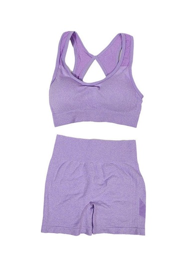 Kadın Yoga Seti Şeftali Yüksek Bel Kalça Kaldırıcı Spor Seti Toparlayıcı Darbeye Dayanıklı Hızlı Kuruyan Koşu Pantolonu Fitness Yoga Kıyafetleri Mor