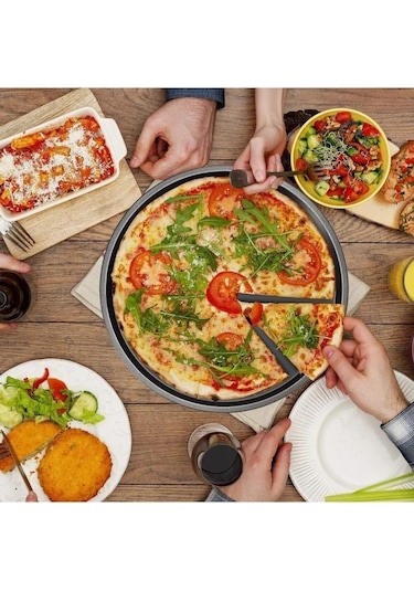 Kapris 3 Lü Emaye Pizza Fırın Tepsi Seti 26-29-32 Cm Kap-536 Siyah