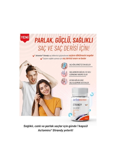 Actomins Strandy Saç Dökülmesine Karşı Takviye Edici Gıda 60 Kapsül