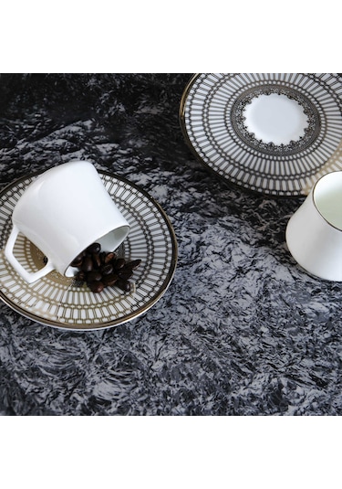 Evaliza Crown Platin 12 Parça 6 Kişilik Kahve Fincan Takımı 80 Ml Platin