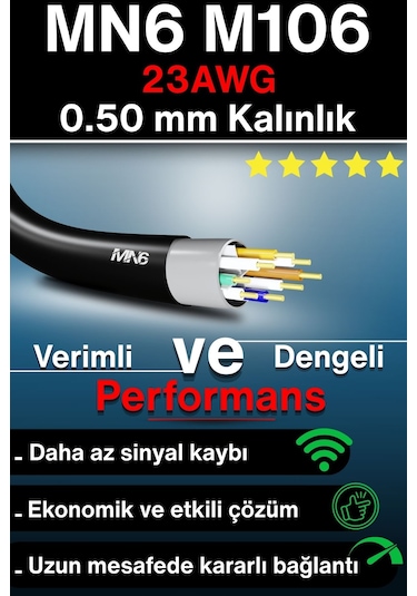 MN6 M106 100 metre ethernet kablo/UTP 0.50mm Cat6 Iki Kat Korumalı/Dış Mekan/100 Metre Cat6 kablo