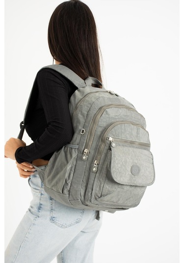 Ultra Hafif Çok Cepli Su Geçirmez Sırt Çantası Unisex Gri Model:571-2a - Gri