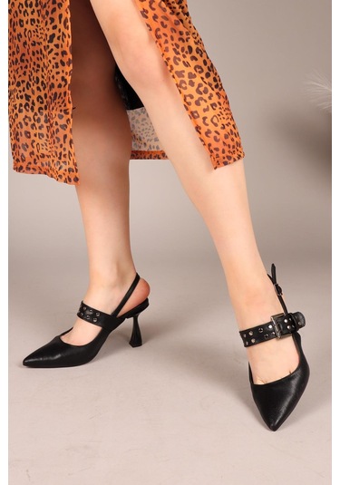 Dainty Troklu Topuklu Ayakkabı Siyah-7945 Siyah