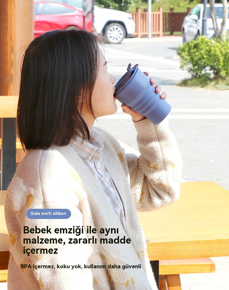 Amerikan Kahve Fincanı Taşınabilir Açık Hava Seyahat Kupası Katlanabilir Çevre Dostu Silikon Su Bardağı Katlanabilir Su Bardağı Siyah