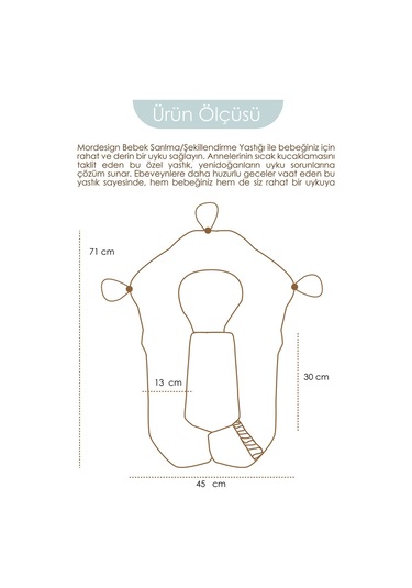 Mordesign Moresleep 2'si 1 Arada Bebek Sarılma Ve Şekillendirme Yastığı, Düz Kafa Yastığı,pamuklu,uyku Yastığı Yeşil Zg10194-6