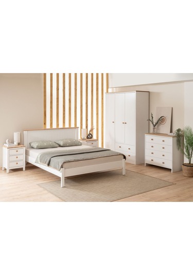 Flora Modern Inci Beyaz Çift Kişilik Karyola