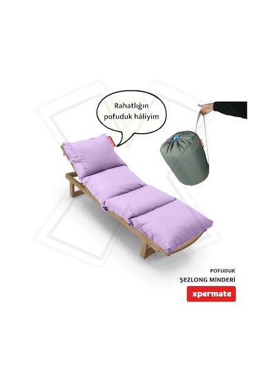 Xpermate Pofuduk Şezlong Minderi 60x180x12cm Su İtici, Lila