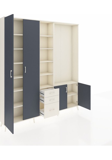 Arges Dolap 13 Raflı 3 Çekmeceli 4 Kapaklı 220x30x243 Aytaşı-antrasit/aytaşı Antrasıt/aytası