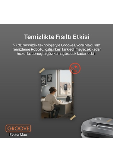Groove Evora Max 2 Ultrasonik Spreyli Cam Silme Robotu