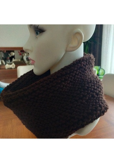 Kahverengi El Yapımı Unisex Boyunluk Koyu Kahverengi