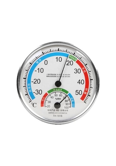 Beyaz Analog İç Mekan Kadranı Büyük Yuvarlak Termometre Higrometre Nem Sıcaklık Ölçer