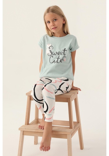 Roly Poly 3399 Garson Sweet Kız Çocuk Pijama Takımı Su Yeşili