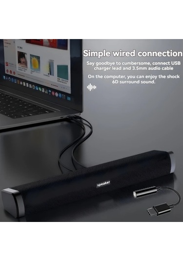 Willowhaven Cool Black 2si1 Ses Sistemi Usb Güçlü Tip C Bağlantı Ev Ofis Parti